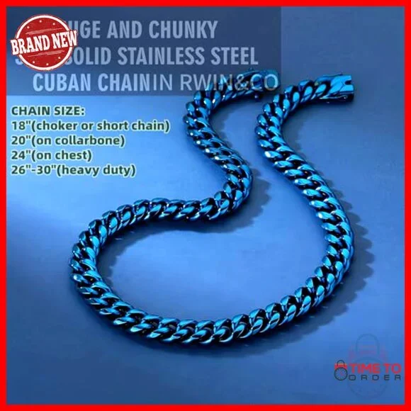 Stainless Steel Cuban Link Chain Necklace 18-30 Inch Hypoallergenic